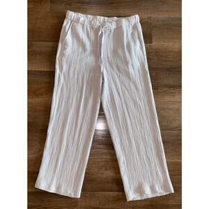 Eileen Fisher Organic Cotton Gauze Straight 7/8 Pant Nimbus Size L NWT $178